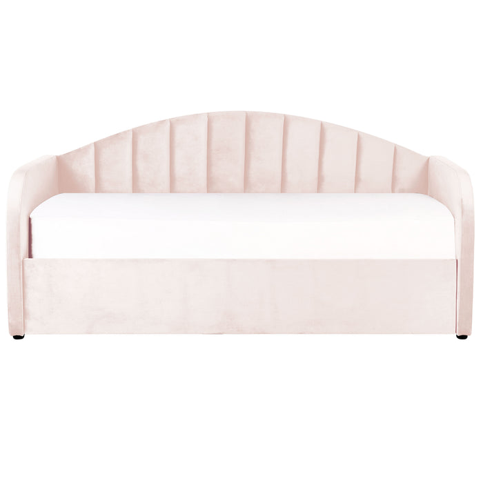 Beliani-EYBURIE-Onderschuifbed-Pastelroze-90 x 200 cm-Fluweel