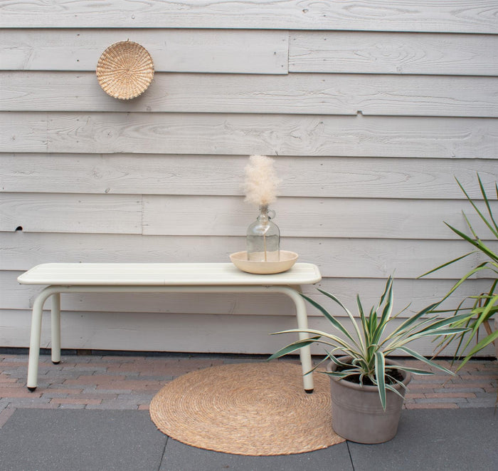 Metalen tuinbank 120 cm ivoor - zonder rugleuning