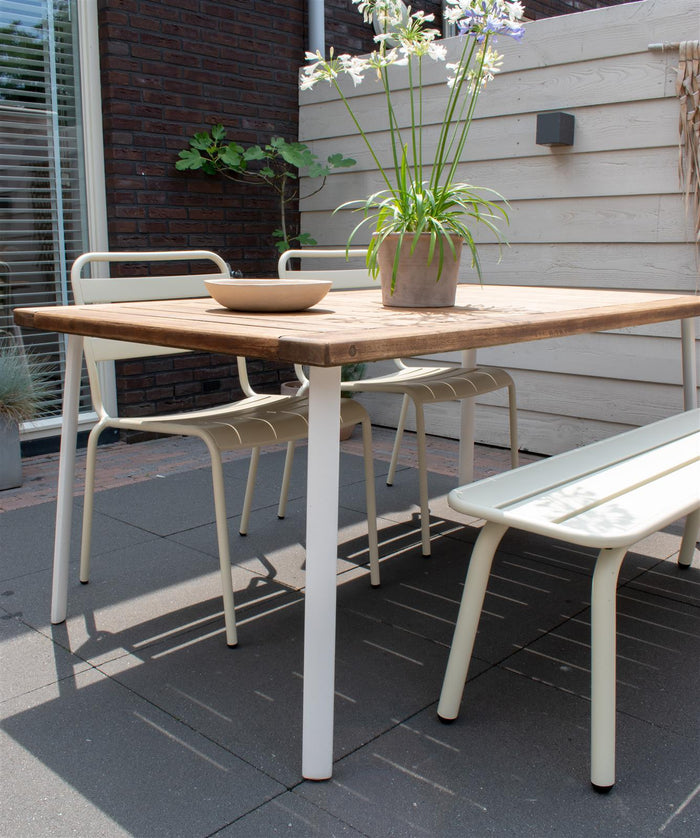 Metalen tuinbank 120 cm ivoor - zonder rugleuning