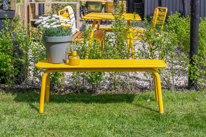 Metalen tuinbank Max 120 cm okergeel