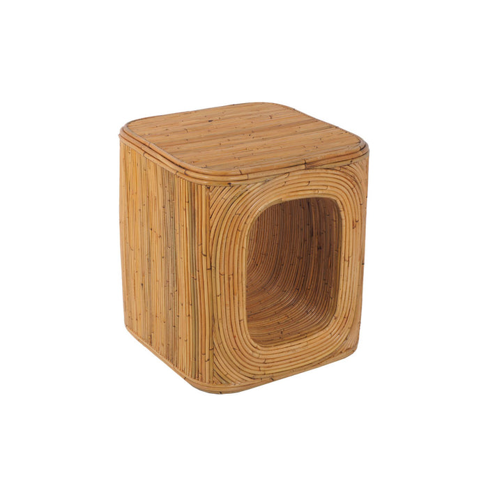 sweeek - Bijzettafel, nachtkastje met vak, natuurlijk rotan (Set van