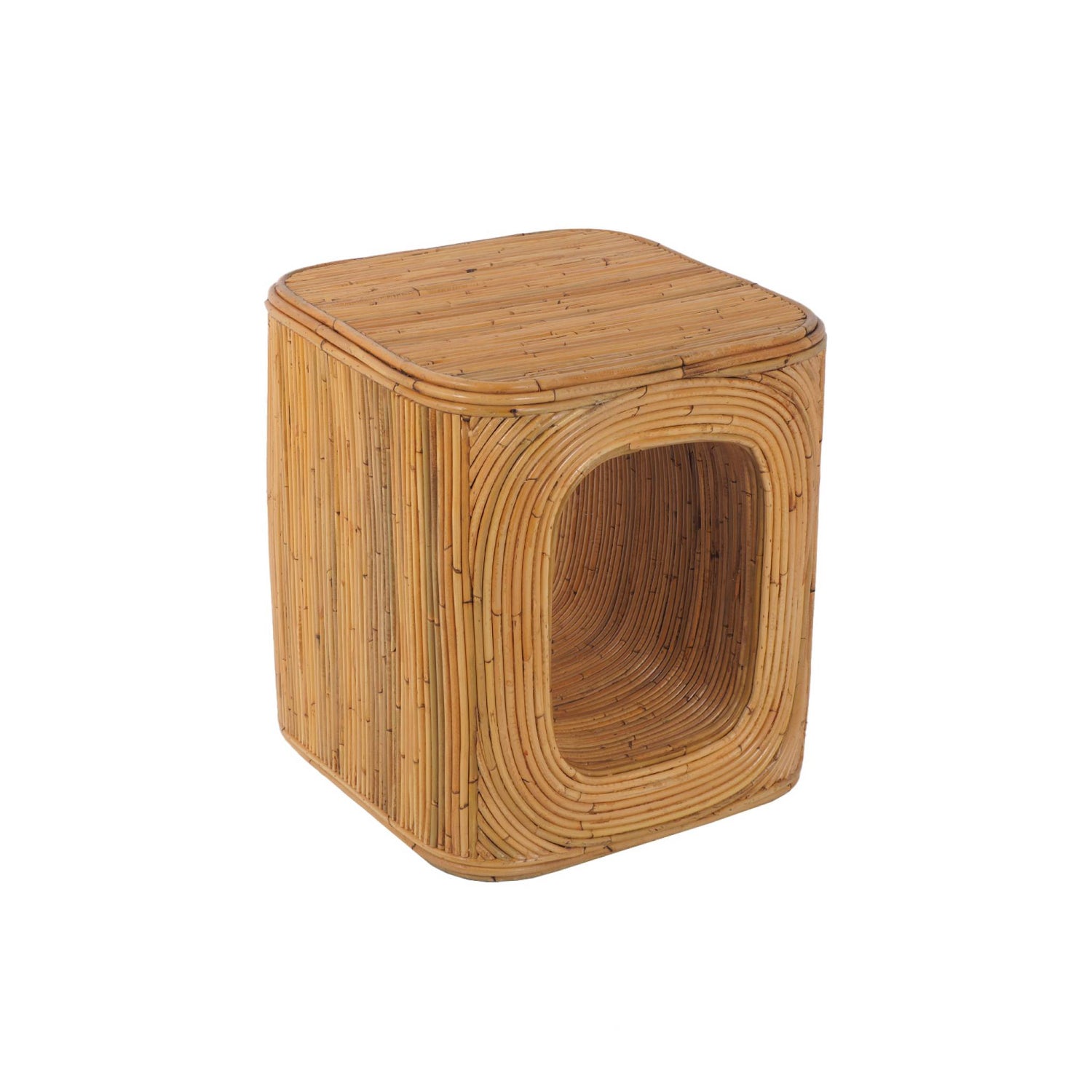 sweeek - Bijzettafel, nachtkastje met vak, in natuurlijk rotan