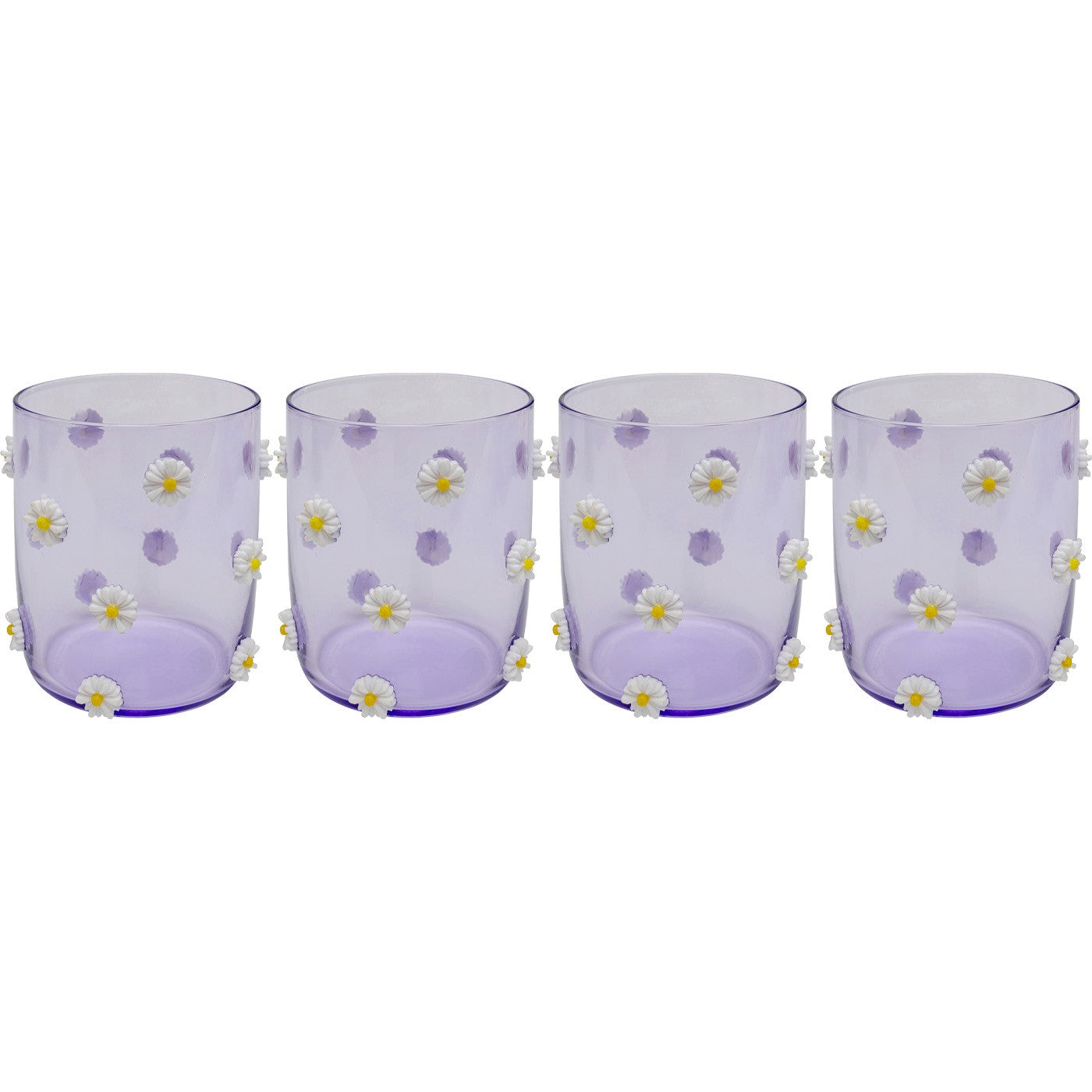 Kare Design Party Waterglazen bloemen paars 4st