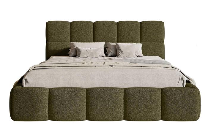 NADUVI Collection Chloe Bedframe 140 x 200 cm - met Opbergvak - Bouclé - Olijfgroen
