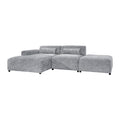 by fonQ Velura Hoekbank Links met Hocker - Chenille - Grijs