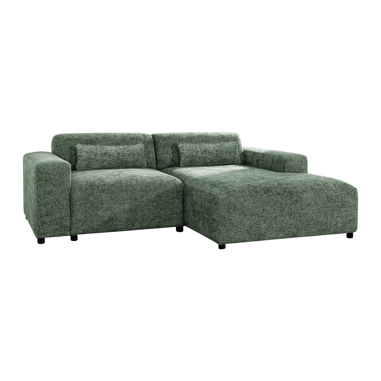 by fonQ Velura Hoekbank Rechts - Chenille - Groen