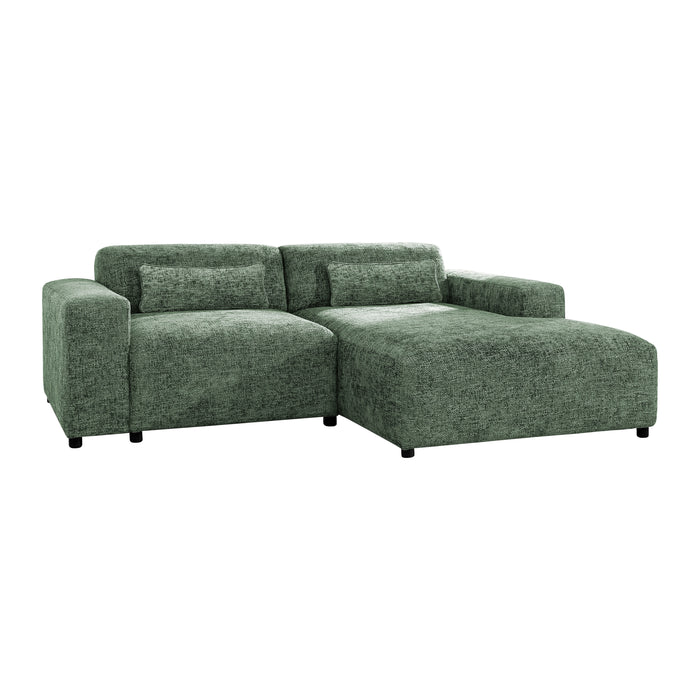 by fonQ Velura Hoekbank Rechts - Chenille - Groen