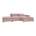 by fonQ Velura Hoekbank Rechts met Hocker - Chenille - Oudroze