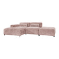 by fonQ Velura Hoekbank Links met Hocker - Chenille - Oudroze