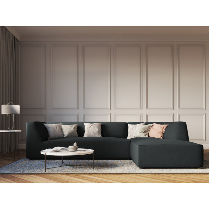 Windsor & Co Sao Hoekbank met Chaise Longue Rechts - 4-zits - Ribstof - Zwart