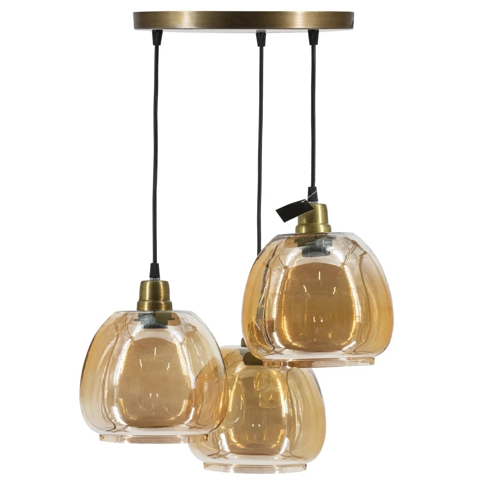 Sfeervolle Hanglamp 3 Bollen - Glas - Goud - 30 x 30 x 4 cm