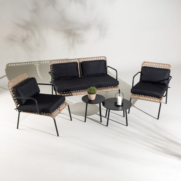 Fjôrd - Tuinset Naturel|Zwart - Wicker|Staal - Paola