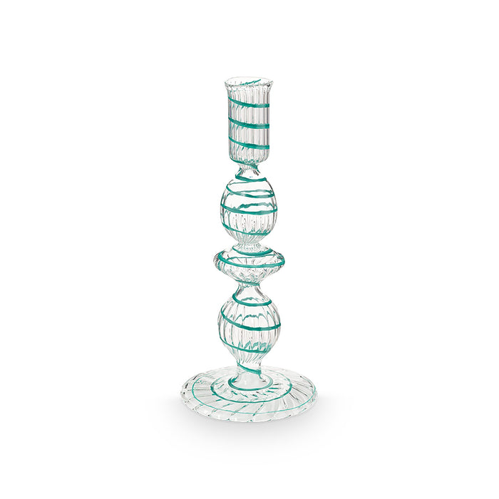 Pip Studio - Kandelaar - Licht Blauw - Glas Swirl - 20cm