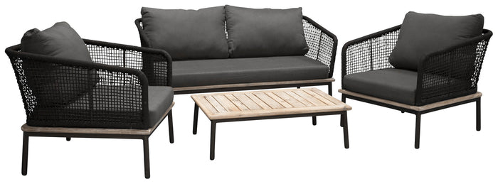 Fjôrd - Tuinset Zwart - Aluminium|Acaciahout - Andorra