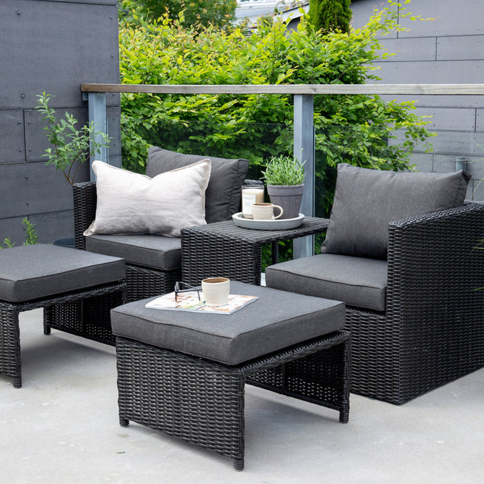 Fjôrd - Loungeset Zwart - Wicker - Quad