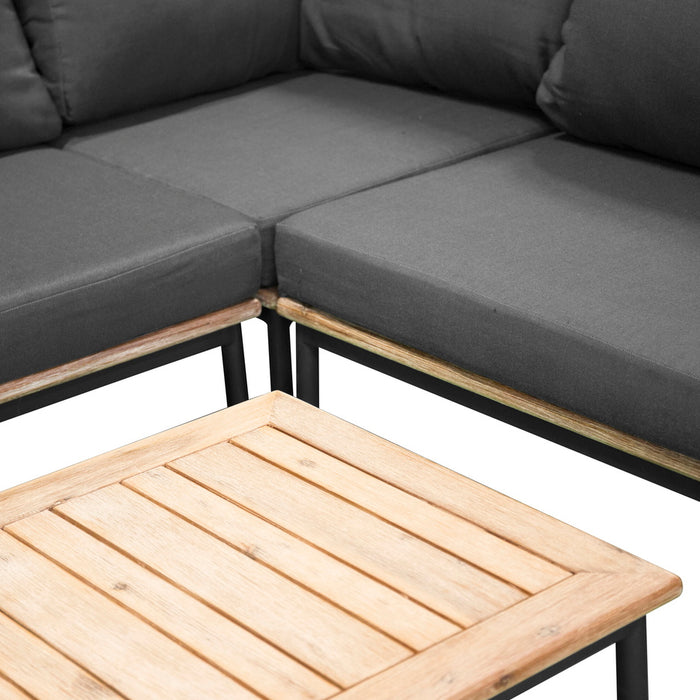 Fjôrd - Loungeset Zwart - Aluminium|Acaciahout - Andorra