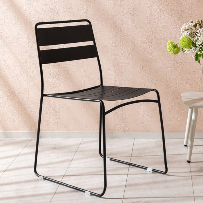 Fjôrd - Tuinstoel Zwart - Staal - Lina - Set van 2