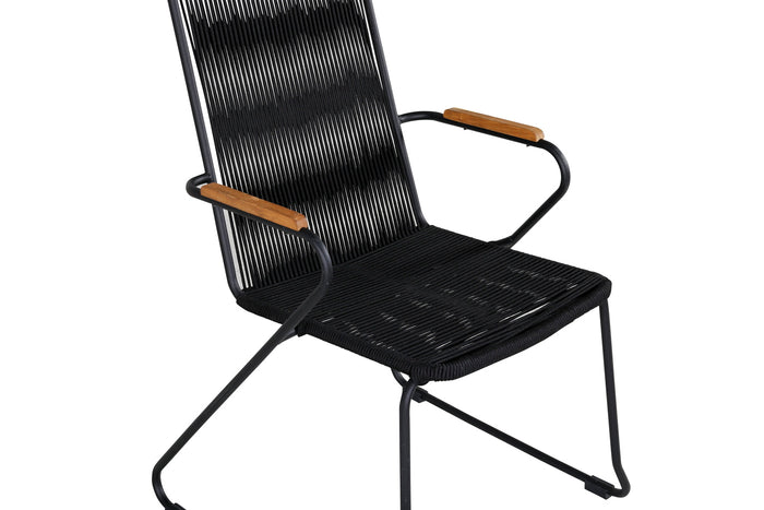Fjôrd - Tuinstoel Zwart - Staal - Bois - Set van 2