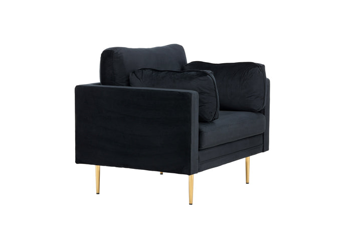 Fjôrd - Fauteuil Zwart|Goud - Velvet - Boom
