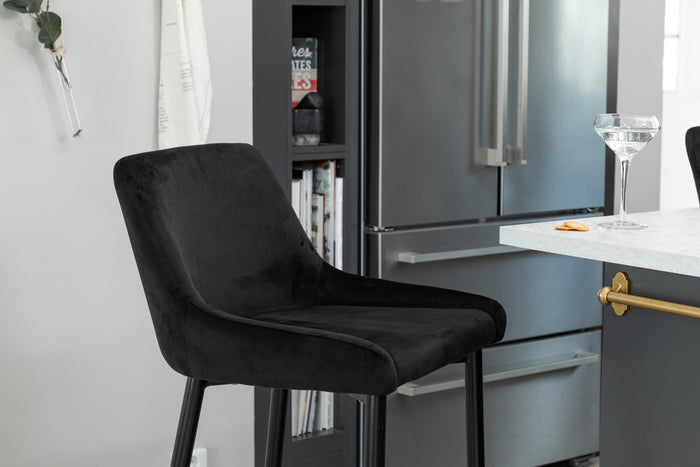Fjôrd - Barkruk Zwart - Velvet - Plaza - Set van 2