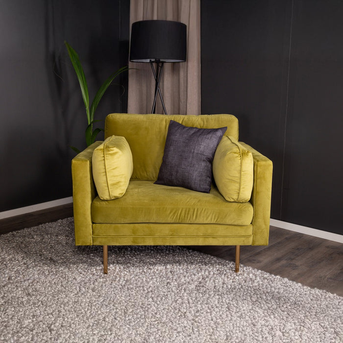 Fjôrd - Fauteuil Groen|Goud - Velvet - Boom