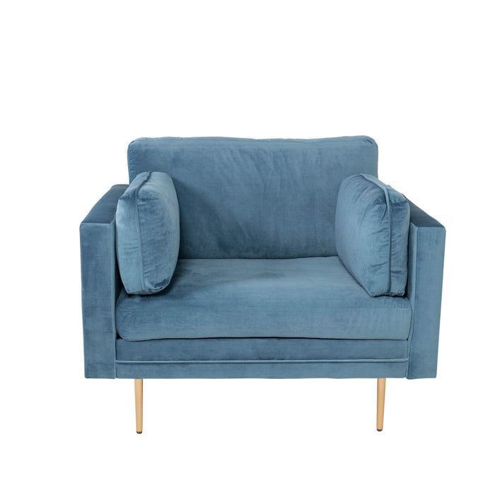 Fjôrd - Fauteuil Blauw|Goud - Velvet - Boom