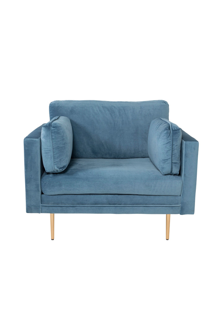 Fjôrd - Fauteuil Blauw|Goud - Velvet - Boom