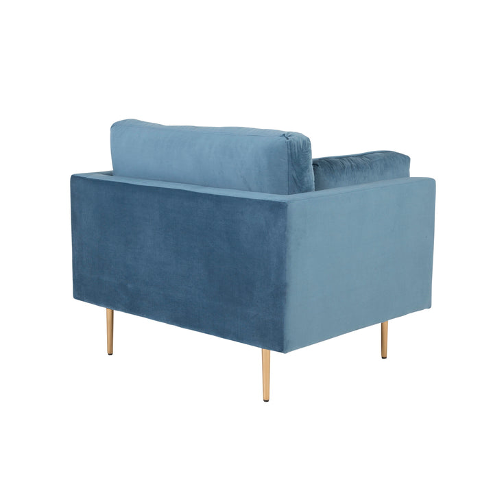 Fjôrd - Fauteuil Blauw|Goud - Velvet - Boom