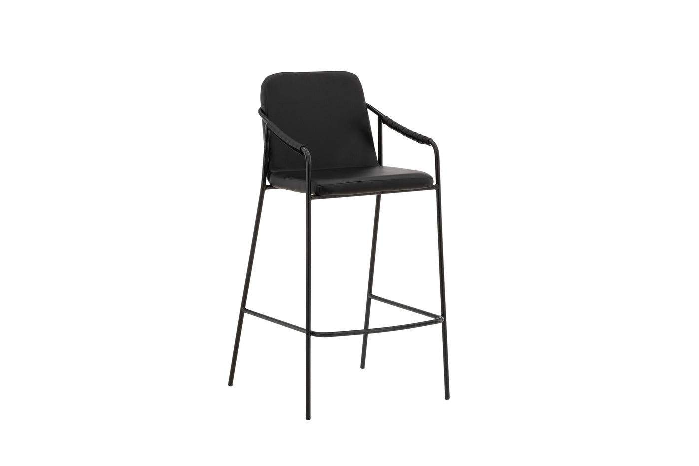 Fjôrd - Barkruk Zwart - PU Leer - Tvist - Set van 2