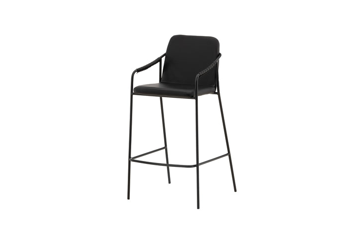 Fjôrd - Barkruk Zwart - PU Leer - Tvist - Set van 2