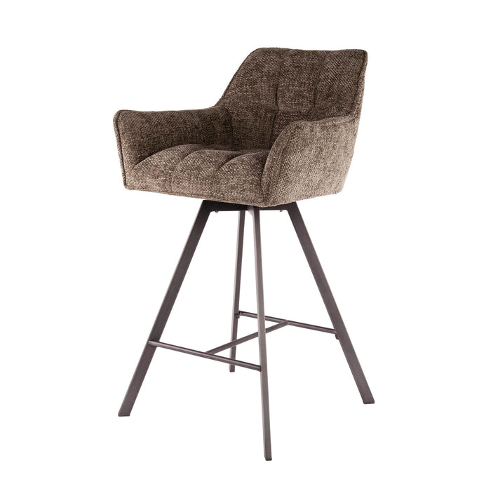 Giga Meubel - Barstoel Draaibaar Taupe - Raster - Set van 2