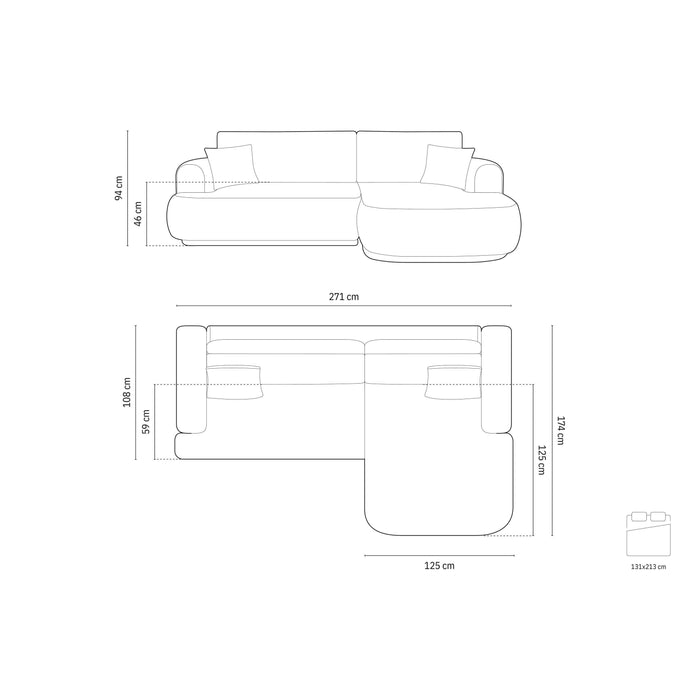 Micadoni Hoekslaapbank rechts met opbergvak Ella velvet
