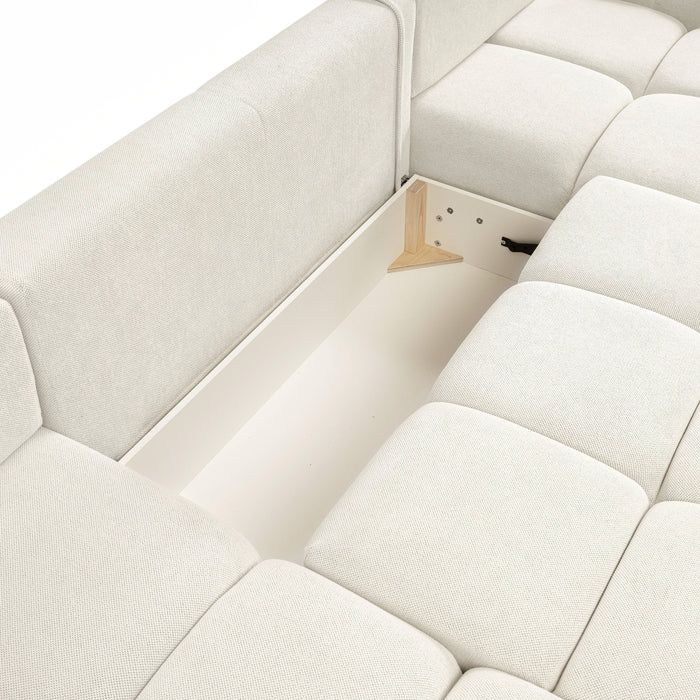 by fonQ Charme U-bank met Slaapfunctie  - Weefstof - Ivoor