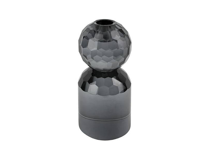 present time - Kandelaar Crystal Art - Rond Zwart - 7x7x14,3cm