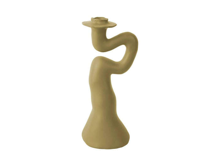 present time - Candleholder Organic Swirl large polyresin latte brown