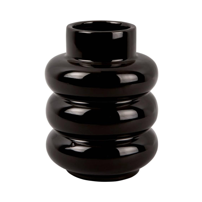 present time - Vase Bobbly Glazed ceramic medium black