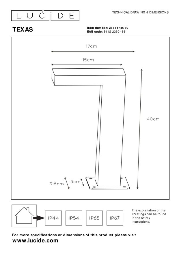 Lucide TEXAS Sokkellamp - Antraciet