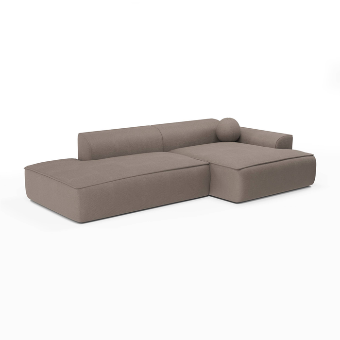 Hoekbank in crème weefstof 300cm
