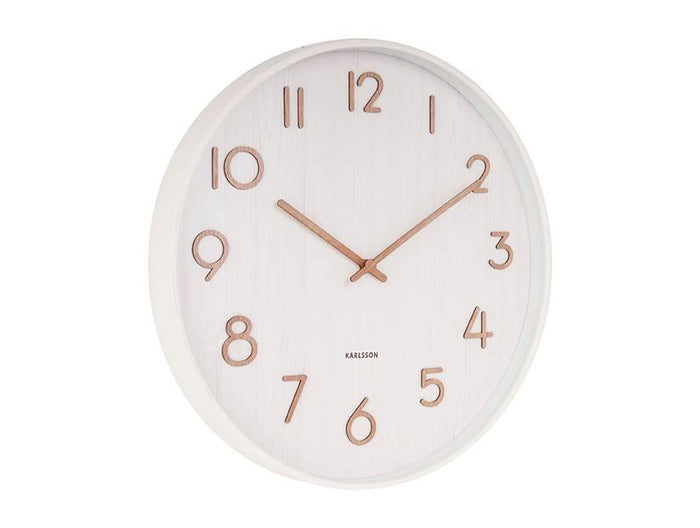 Karlsson - Wandklok Pure - Wit lindehout - Large - Ø60cm