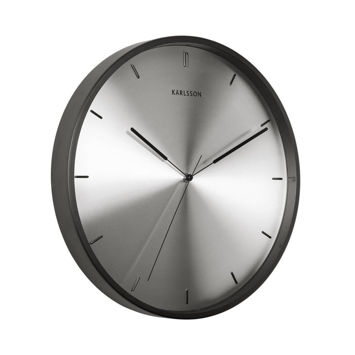 Karlsson - Wandklok - Finesse - Nikkel wijzerplaat - Zwarte behuizing