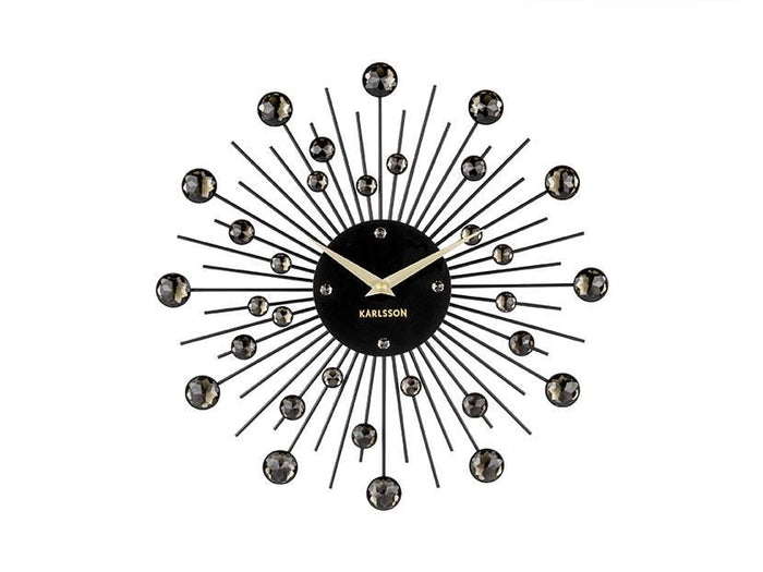 Karlsson - Wandklok Sunburst - Kristal - Zwart - Medium - Ø30cm