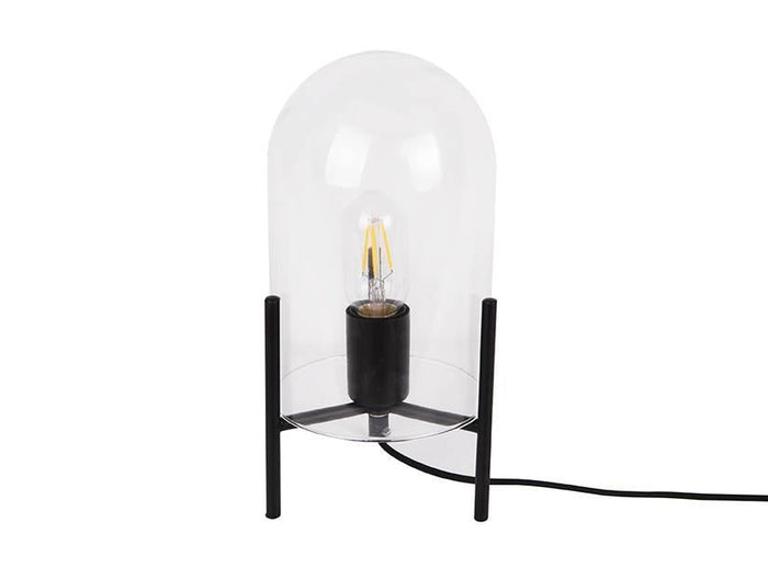 Leitmotiv - Tafellamp Glass Bell - Helder, Zwart frame - 30x16cm