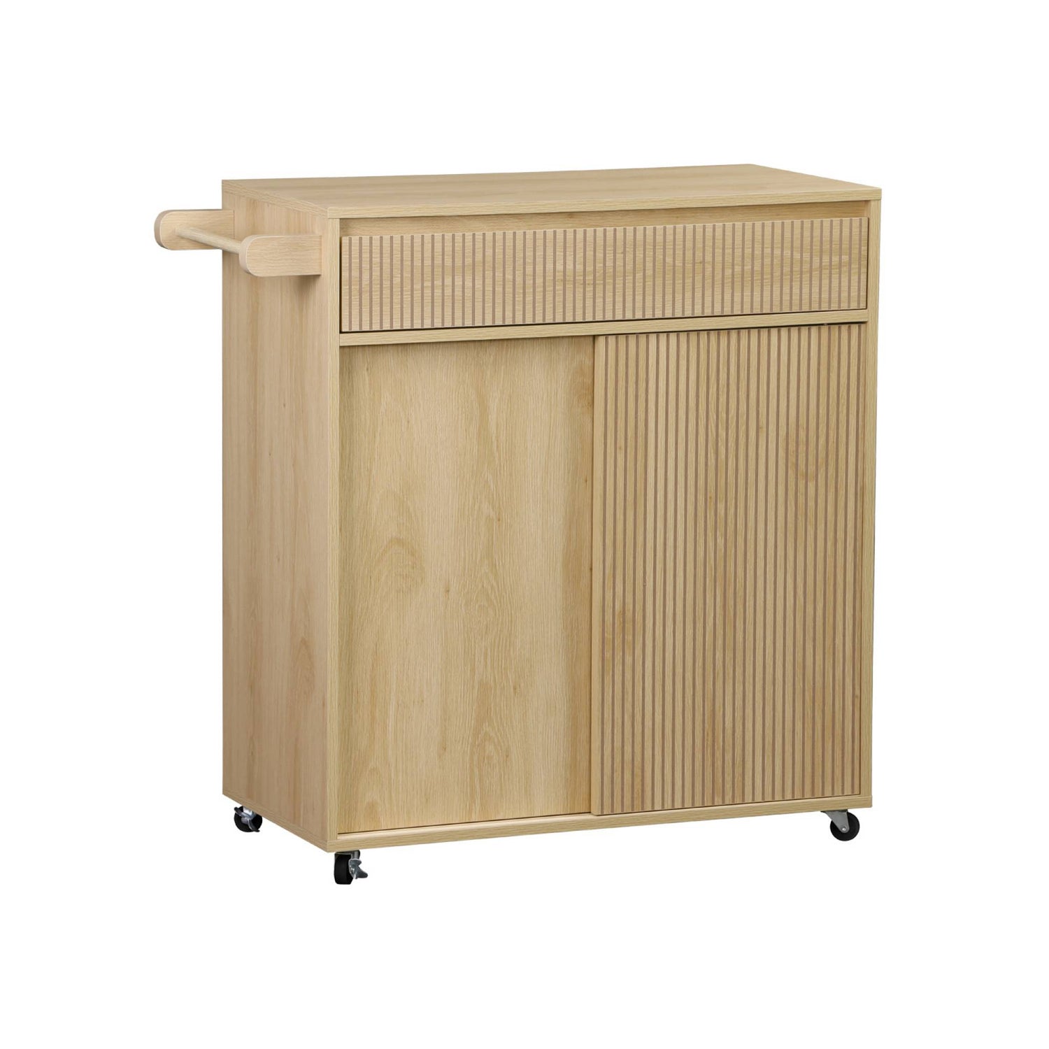 sweeek - Keukentrolley met houtdecor 1 handgreep 1 lade 2 deuren