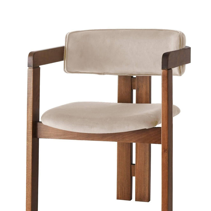 Giga Meubel - Eetkamerstoel Walnoot - Beige|Velvet - Cozy