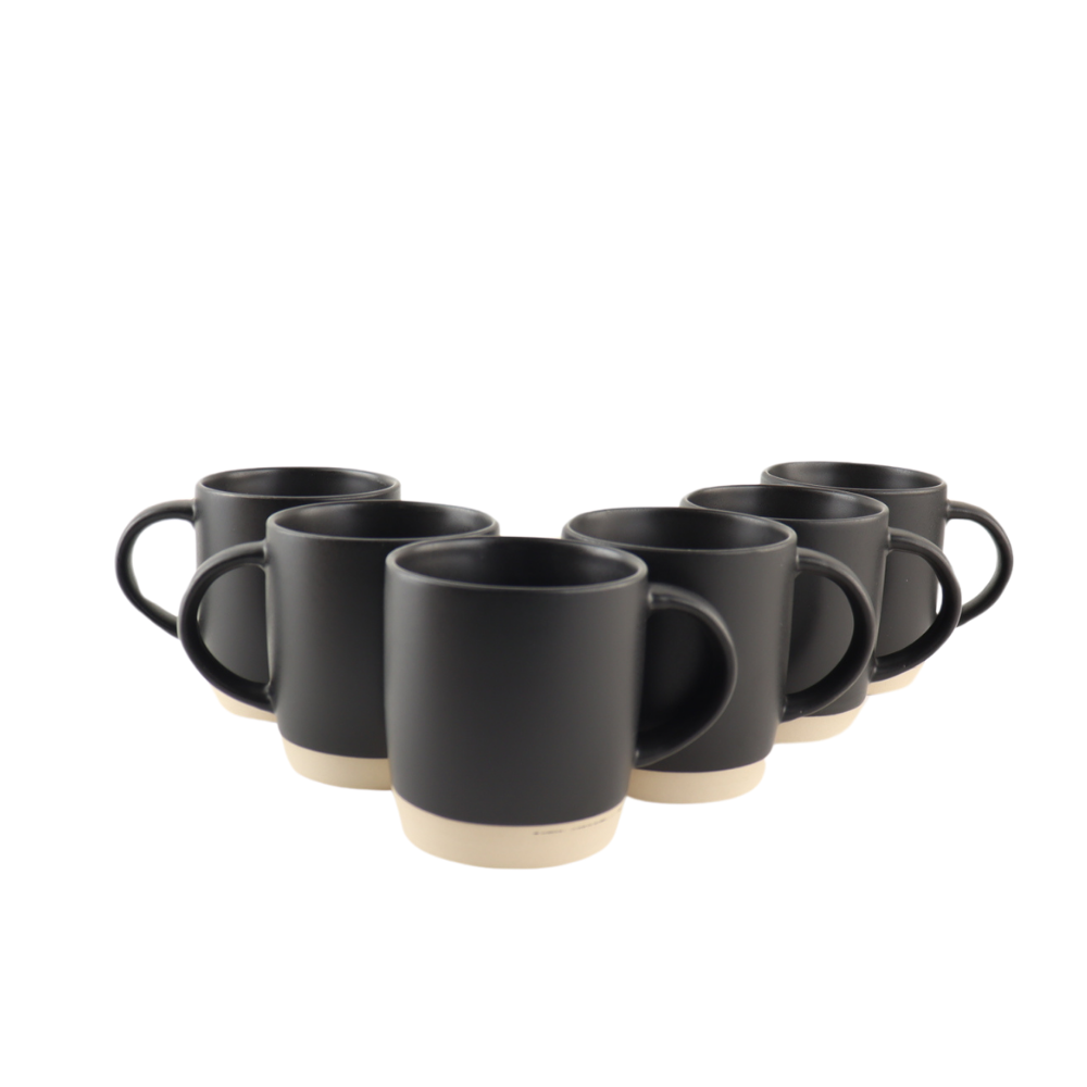 OTIX Koffiekopjes Theemokken Koffietassen Set van 6 Zwart 310 ml Aa...