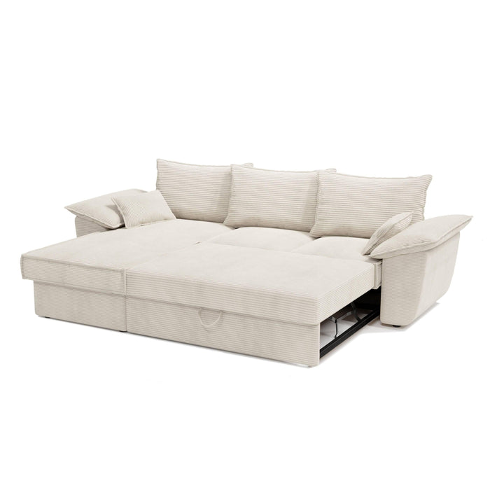 Sofa linker hoekcommode corduroy creme 257cm
