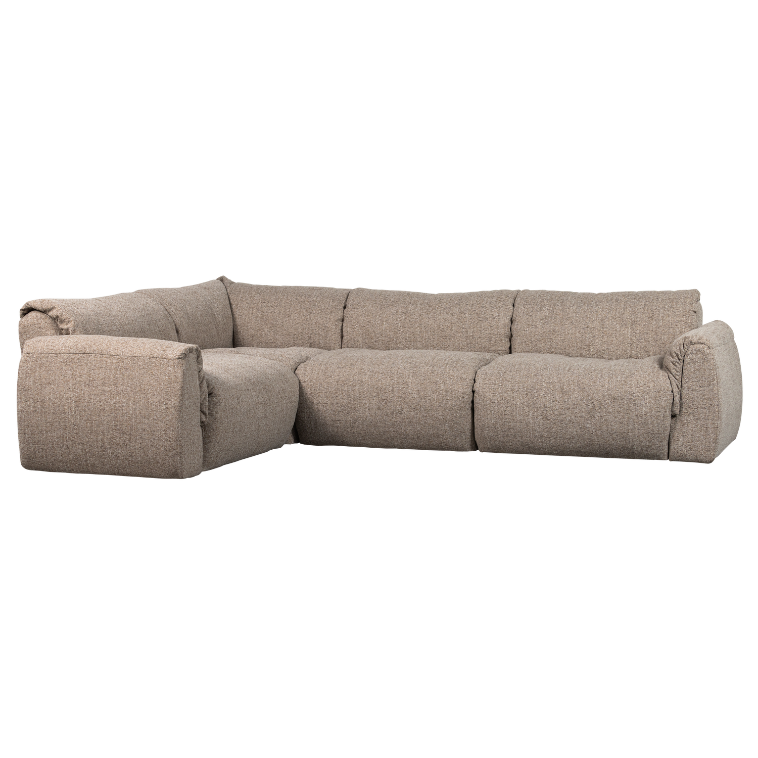WOOOD Baggy Hoekbank Links - Geweven Stof - Bruin Melange -81x301x210