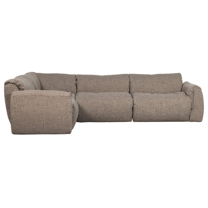 WOOOD Baggy Hoekbank Links - Geweven Stof - Bruin Melange -81x301x210