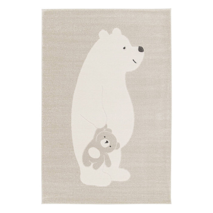 sweeek - Vloerkleed beige|crème, teddybeer