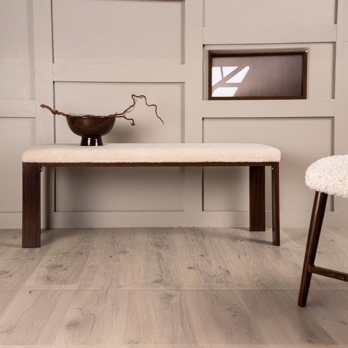 Fjôrd - Bankje Walnoot met Off White Fleece - Chester